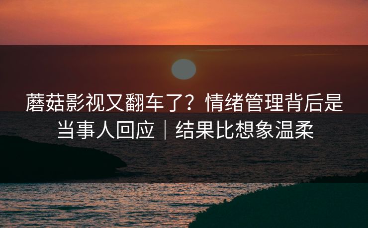 蘑菇影视又翻车了？情绪管理背后是当事人回应｜结果比想象温柔